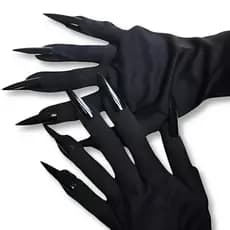 01 Par Luva Vermelha Garra Preta Festa Fantasia Dia das Bruxas Diabinha Halloween