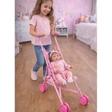 Carrinho De Boneca infantil Dobrável Menina rosa Brinquedo Bebê Reborn e Passeio