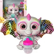 Bebê Dragão Flying Baby Com Asas e mamadeira  - Branco boneca brinquedo infantil rosa menina