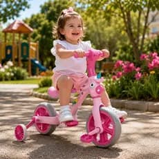 Bicicleta infatil com rodinha unicórnio - Rosa bike para crianças acima 12 meses