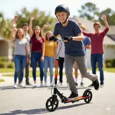 Patinete Infantil juvenil Dobrável com Rodas Grandes suporta ate 70 kg manete de freio e pedal 3 tamanhos de ajuste