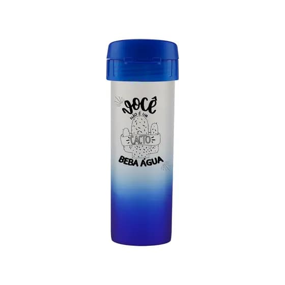 Garrafa Squezze Acqua Bio Azul Degradê Personalizada com nome ou frase - 475ml academia, corrida, escola, escritório