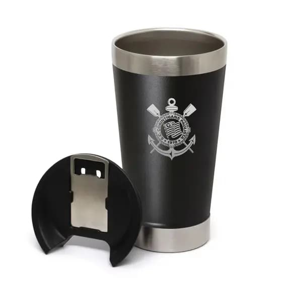 Copo Térmico 600ml personalizado Gravado Times com tampa e abridor