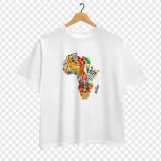 Camiseta Branca T-Shirt Coleção Mapa África (poliéster) - Unissex