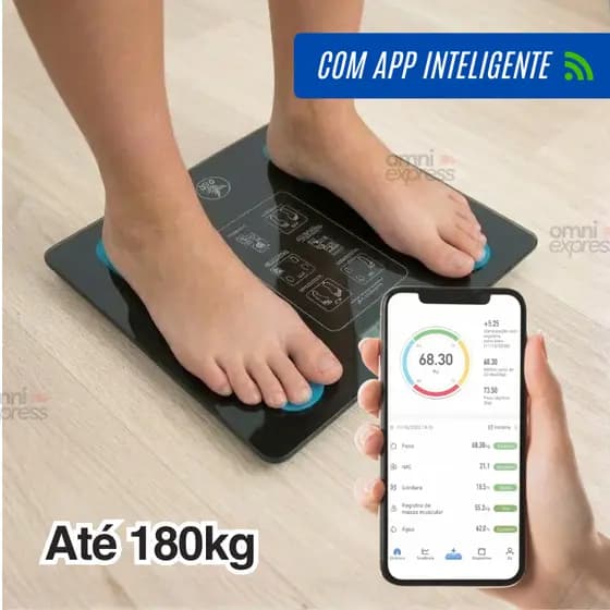Balança Inteligente com Bioimpedância, App Integrado e Capacidade de até 180kg