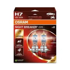 Par de Lâmpada Osram Night Breaker 220 H7 55w 12v + 220% Luz