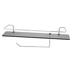 Suporte Para Temperos De Cozinha Com Porta Papel Toalha Embutido 30CM Vidro Fumê