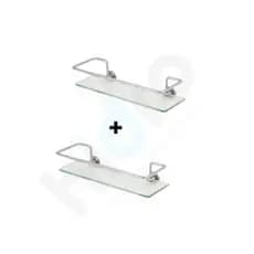 02 Porta Shampoo Prateleira Grade Com Vidro(6mm) Reto Para Banheiro