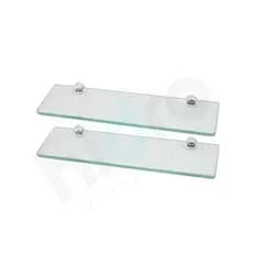 2 Prateleira De Vidro 6mm Borda Arredondada 30 Cm Com Suporte
