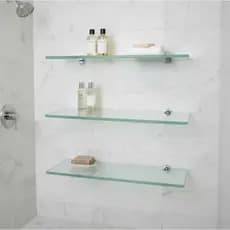 Kit 3 Prateleiras Vidro Porta Shampoo Incolor Suporte 40x10