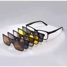 Óculos Armação Clip On Para Grau 5 em 1 Masculino Lentes Polarizadas