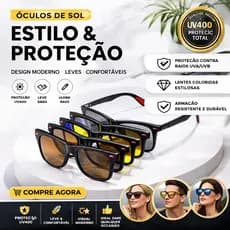 Oculos Clip on 6 em 1 Armaçao Masculina Feminina Magnético Polarizado 2217