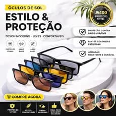 Clip on Armação de Oculos Para Grau Solar 6 em 1 Lente Polarizado 2298