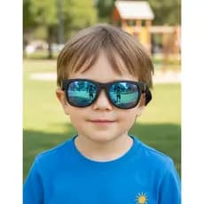 Óculos De Sol Infantil Com Alça Preto Armação Flexível Uv400 Polarizado Material Silicone