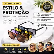 Óculos armação Para Grau Clip On 6 em 1 Preto Polarizado Night Drive 2202