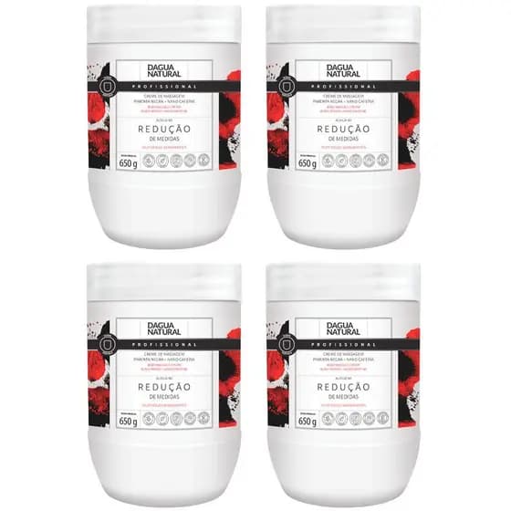 Kit 4 Potes Creme de Massagem Dagua Natural Pimenta Negra 650g Redutor Medidas E Celulite