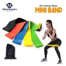 Kit 5 Faixa Elástica de Resistência Mini Band para Treino Yoga Pilates Treino Academia Musculação Crossfit