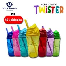 KIT 15 COPOS TWISTER 500ml TAMPA SORVETE | Chantilly  Ideal para Drinks e Festas | Aniversários Casamentos  Chá de Bebê
