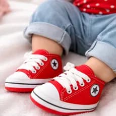Tênis Bebê Branco Casual Com Estrelinha  Cano Alto Leve e Confortável Masculino/Feminino