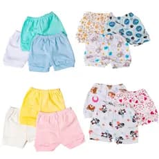 Kit 4 Shorts Tapa Fralda Para Bebês Liso ou estampado 100% Algodão Barato