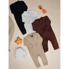 Kit 3 Macacão de Bebe Minimalista com Ziper Suedine Alta Qualidade (0 a 12 meses) (/P/M/G)