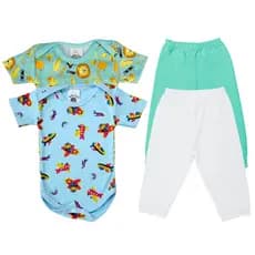 Kit bebe 4 peças -  Body bebe Malha Fio 30 Macio e Calça Mijão