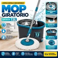Mop Giratório 360º 13L Com Balde Spin Mop Esfregão Limpeza Prática Casa