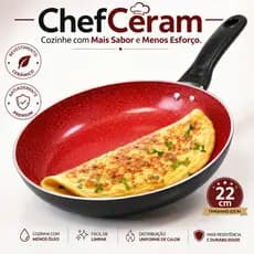 Frigideira Antiaderente Cerâmica 22cm Sem Óleo Fácil de Limpar ChefCeram®