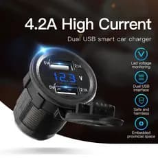 12V-24V Motocicleta USB Carregador De Telefone Móvel À Prova Dwaterproof Água 5V2A Com Voltímetro Para Modificação Do Ôn