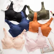 ZXYOUPING 1/3Pcs Conjunto Sutiã Sem Costura com bojo confortável sem aro ，top Sem Costas para Academia