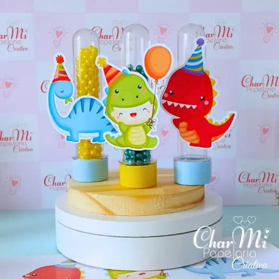 Aplique Personalizado para Tubete - Lembrancinha - Aniversário - Mesversário - Chá  Bebê - Dino Baby