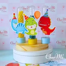 Aplique Personalizado para Tubete - Lembrancinha - Aniversário - Mesversário - Chá Bebê - Dino Baby