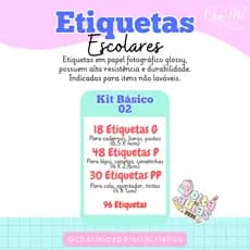 96 Etiquetas Escolares Adesivas - Diversos Temas para Etiqueta Escolar