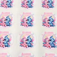 Adesivos personalizados e recortados 5x5cm Stitch para Lembrancinhas - Pirulitos - Latinhas - Caixinhas