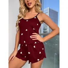 1 Conjunto Baby Short Doll Estampado Confortável Pijama Feminino