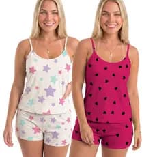 2 Conjuntos Baby Short Doll Estampado Confortável Conjunto Pijama Feminina Original