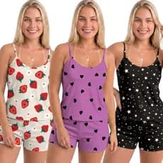 3 Baby Doll Pijama Short Conjunto Feminino Qualidade Premium Estampados