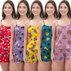 Kit Conjuntos Baby Doll Pijamas Short Doll Sem Bojo Conjunto Pijama Original Estampas Personagens