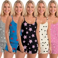 Kit Conjuntos Pijamas Baby Doll Short Doll Feminina Sem Bojo Conjunto Pijama Estampas Variadas