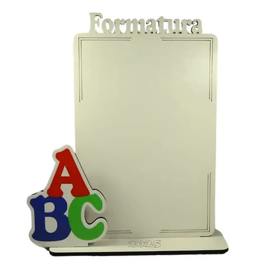 Porta Retrato ABC feito em MDF Branco 3mm Foto 10x15 Formatura Fim de ano lembrança Formandos