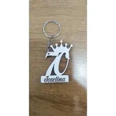 Kit Chaveiros Para A Comemoração Aniversário De 70 Anos Com Nome Personalizado Feito Em Mdf Branco
