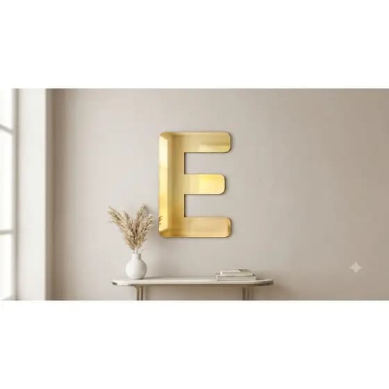 Letra E Parede Acrílico Espelhado Dourado / Prata 30cm Unitário