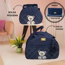 Kit Bolsa Maternidade 2 Peças Redonda Urso  + Mimo Moyses Baby