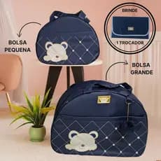 Kit Bolsa Maternidade 2 Peças Redonda Pérola marinho  + Mimo Moyses Baby