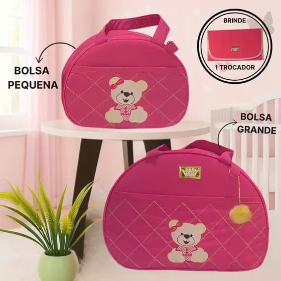 Kit Bolsa Maternidade 2 Peças Redonda Urso + Mimo Moyses Baby