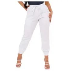 Calça Branca Jogger Feminina Tecido Bengaline Moda Blogueira
