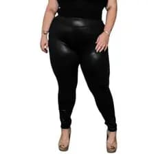 Calça Legging Cirre Plus Size Couro Fake Em Suplex G1 G2 G3 G4 Cós Alto