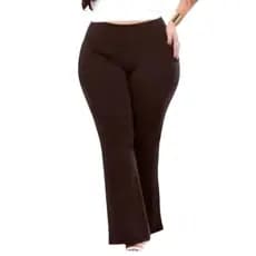Calça Flare Bailarina Plus Size Tecido Grosso Cós Alto Em Suplex Poliéster Conforto