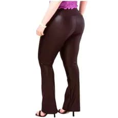 Calça Flare Bailarina Plus Size Em Cirrê Couro Fake Com Brillho G1 G2 G3 G4