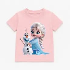 Camiseta Elsa e Olaf Disney Camisa Infantil Desenhos Animados T-Shirt 100% Algodão